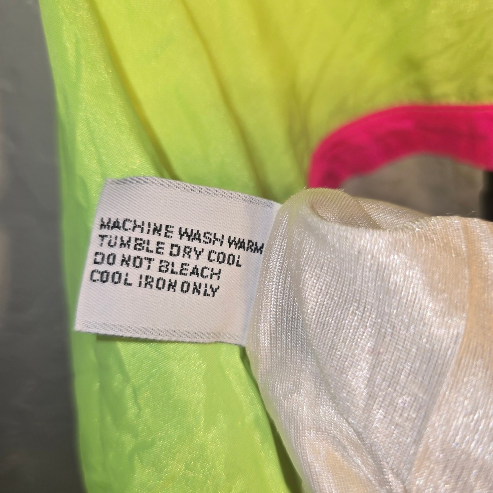 Hotdogger USA Windbreaker Small Neon Green Pink Checkered Retro 90s Jacket - Picture 11 of 11